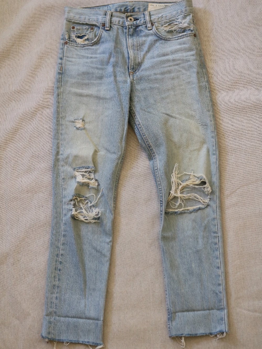 Rag & Bone/JEAN Marilyn Destroyed Jeans Size 25 Union Pool 100% Cotton USA